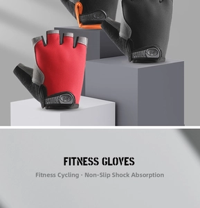 Detail of half-finger gloves with breathable mesh and anti-slip padded palms for fitness