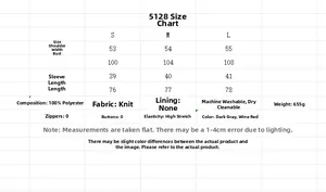 Tableau des tailles pour cardigan en maille avec mesures des manches et du buste
