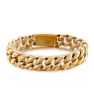 Cuban Link Bracelet 316L Stainless Steel Heavy Curb Chain Hip Hop Streetwear Punk Jewelry For Men