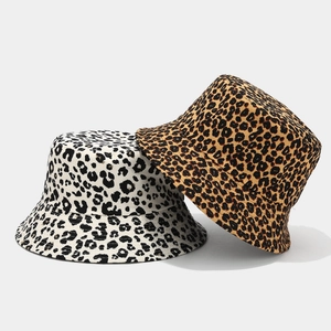 Outdoor leopard print bucket hat for men and women in white and brown animal patterns