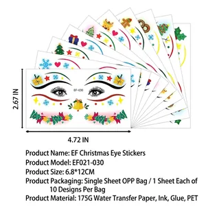 Christmas temporary face tattoos set with snowflake and reindeer designs for holidays