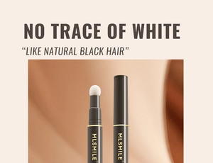 Detail of sponge brush head on black hair root touch-up pen for gray coverage