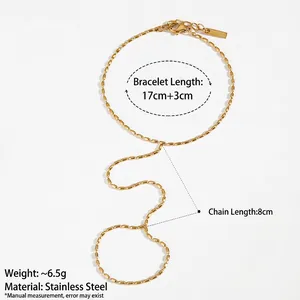 PVD gold plated stainless steel hand chain bracelet with elegant round beads and dimensions