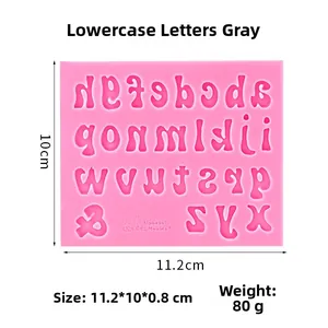 Pink silicone alphabet mold for DIY baking with lowercase letters and numbers