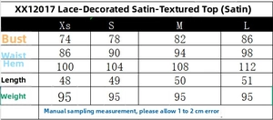 Guide détaillé des tailles pour caraco en satin et dentelle pour femme en plusieurs tailles