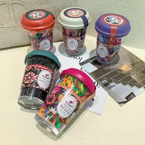 5-pack colorful flower themed disposable rubber bands in cute herbal tea style jars