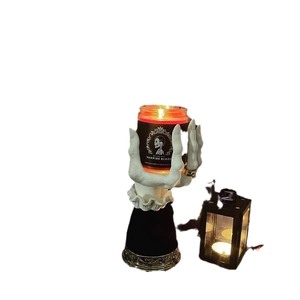 Creepy skeleton hand tray candle holder for Halloween themed resin desktop decoration