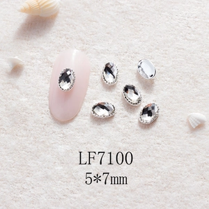 Cristaux à ongles ovales 5x7mm avec bordure argentée et coupe facettée pour nail art