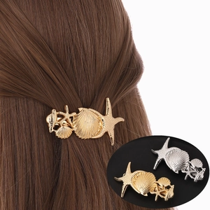 Ocean Starfish Shell Conch Alloy Hair Clip Fashion Sea Theme Hair Accessory For Women