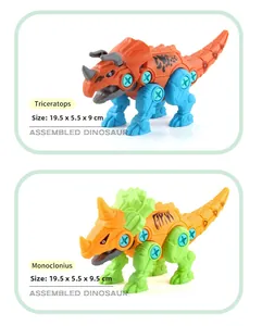 Detailed size specifications for DIY take apart Triceratops and Monoclonius dinosaur toys