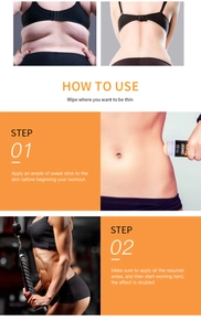Detailed view of the two-step application process for the MELAO muscle warming sweat stick