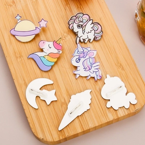 Cute acrylic unicorn and planet pins set with pastel colors for girls' backpacks