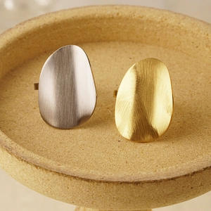 French vintage irregular brushed titanium steel rings in gold and silver finish