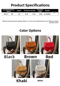 Detailed views of semi-circle PU saddle bags in five colors with striped straps
