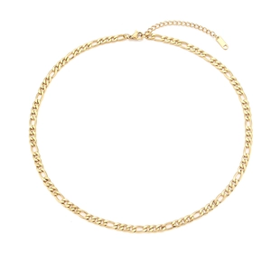 Polished gold 5mm Figaro chain necklace with secure lobster clasp and extension chain