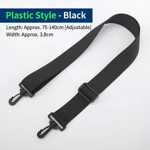 Tracolla regolabile in nylon nero larga 3,8 cm, lunghezza 75-140 cm con ganci rotanti