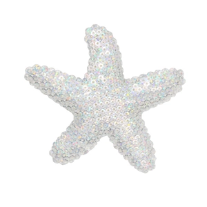 Glittery starfish hair clip with rainbow sequins and cute sea star design for girls
