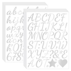 Macro detail of silver waterproof alphabet and number stickers with metallic finish