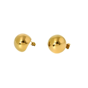 Polished 16K gold plated 316L stainless steel sphere stud earrings for women