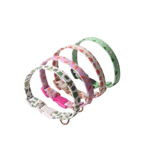 Set of 4 double-layer floral pet collars with colorful buckles in green pink and orange