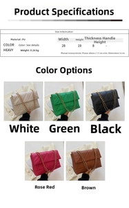 Parametri dettagliati delle dimensioni e borse trapuntate in pelle PU in cinque colori