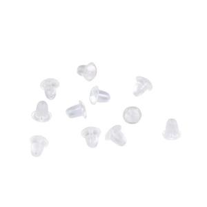 Clear silicone bullet earring backs replacements for securing studs and earrings