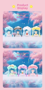 Detailed collection of seven cartoon nine-tailed fox figurines on cloud swings