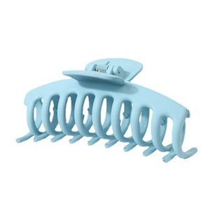 Detail showing matte light blue finish and interlocking teeth of the 11cm hair claw clip