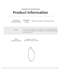 Détails du collier plaqué or avec amazonite et perles montrant les spécifications de taille