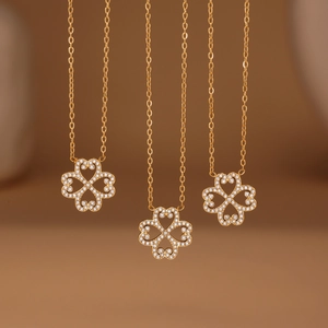Three gold stainless steel necklaces with sparkling 5A zircon heart pendants
