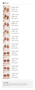 Detailed chart showing bohemian leather drop earrings with various vintage floral patterns