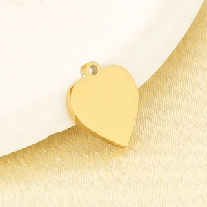 Pendentif en forme de cœur plaqué or 18 carats en acier inoxydable pour bijoux DIY