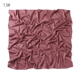 Solid color satin square scarf for women, large size silky headscarf, soft breathable wrap.