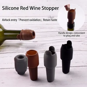 Silicone Wine Stopper With Handle Double Seal Leakproof Reusable Bottle Fresh Keeping Preservation