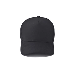 Classic black 5-panel baseball cap with reinforced stitched brim for outdoor sports