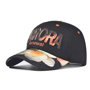 Baseball Cap Cotton Twill 3D Letter Embroidery Floral Print Brim Adjustable Streetwear Outdoor Sun Hat For Men Women