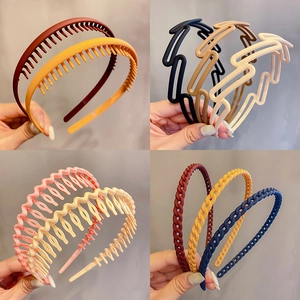 Morandi colors matte headband set with anti-slip teeth and various geometric designs