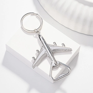 Creative Metal Airplane Shape Bottle Opener Keychain Portable Silver Alloy Key Ring Galaxy Star Pendant Travel Souvenir Gift