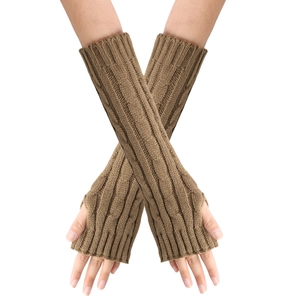 Cable Knit Arm Warmers Winter Warm Long Fingerless Gloves Acrylic Twist Crochet Sleeve Covers Soft Unisex Arm Covers