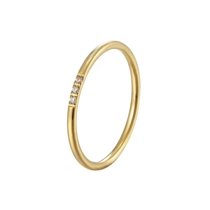 Minimalist 18K gold plated titanium steel ring featuring three sparkling round diamonds