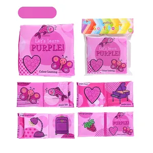 Washable purple baby soft book for early learning and visual sensory stimulation