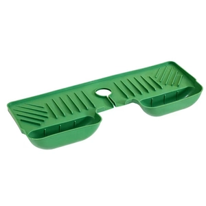Green silicone faucet splash guard with drainage slope and sponge storage tray