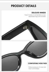 Detailed view of durable metal hinges and comfortable nose pads on black cat-eye sunglasses