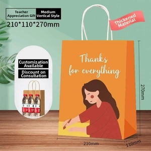 Detailed view of teacher-themed gift bag measuring 210x110x270mm with sturdy handles
