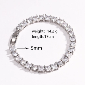 Bracciale tennis con zirconi da 5mm per uomo e donna in finitura argento scintillante