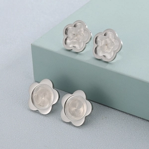 Floral stainless steel earring studs with center groove for DIY jewelry making