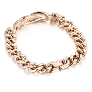 Street style 18K rose gold plated stainless steel knot link bracelet with folding clasp