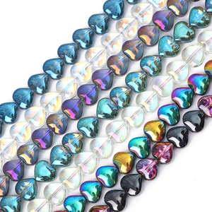 Heart Shape Glass Beads AB Colorful Plated Transparent Crystal Style DIY Jewelry Making Supplies Spacer Beads Handcrafted