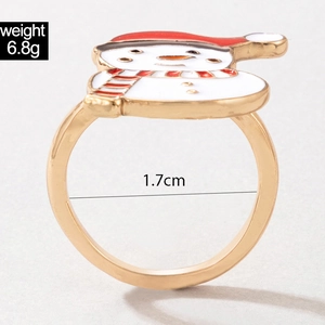 Macro shot of snowman enamel ring showing 1.7cm inner diameter and 6.8g weight