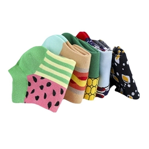 Multipack of colorful cotton socks with vibrant fruit patterns like watermelon and kiwi